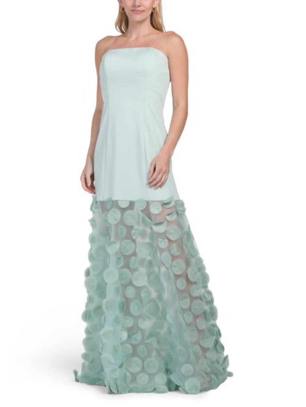 RENE BY RENE RUIZ Strapless Mixed Media 3d Motif Gown